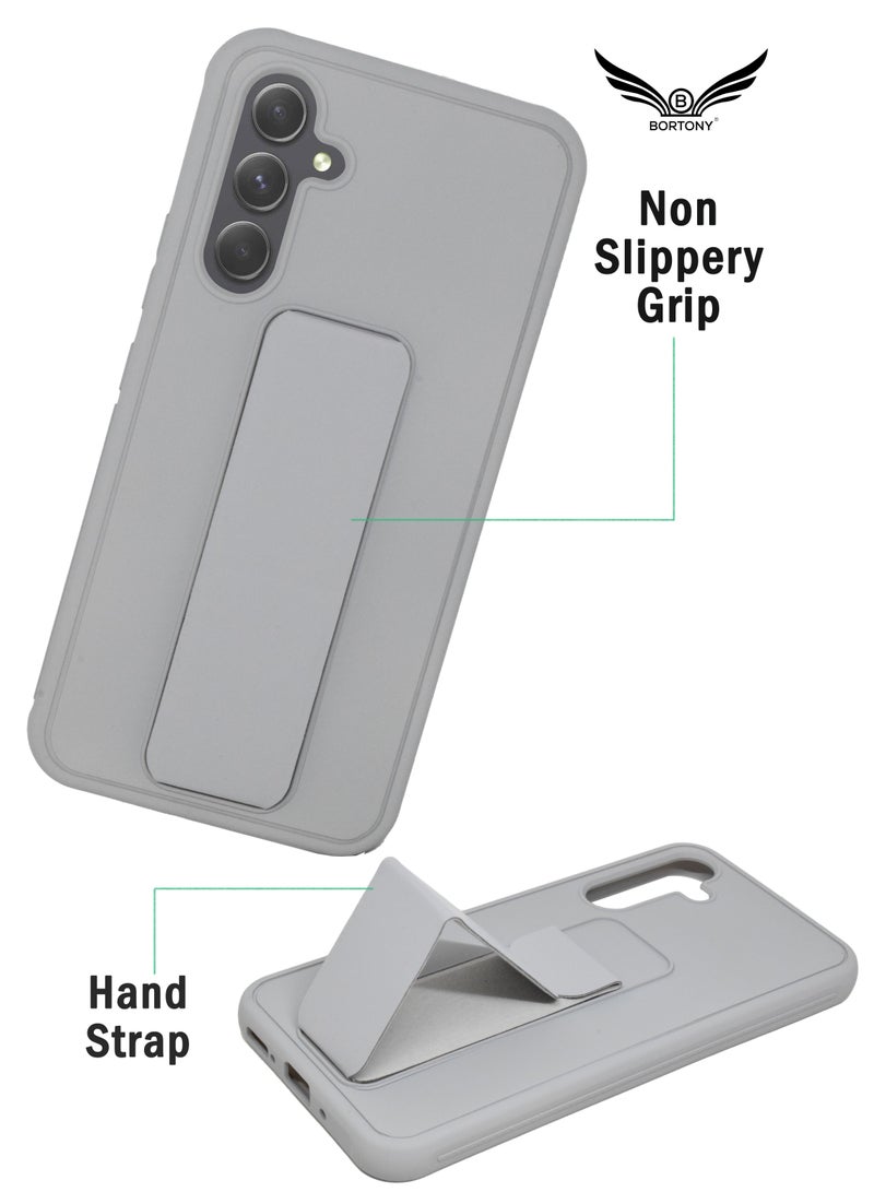 BORTONY Samsung A34 5G Case with Magnetic Car Mount Kickstand Holder Premium Silicone Vertical and Horizontal Hand Strap Grip Cover for Samsung Galaxy A34 5G - Image 4