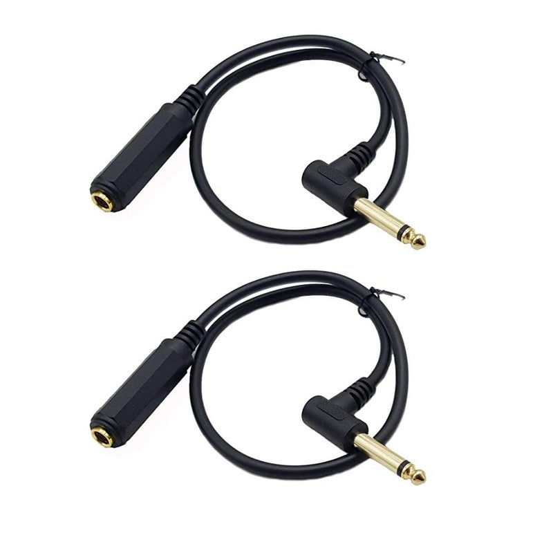 Seadream Right Angle Guitar Extension Cord;Seadream 2Pack 6.35mm Angled Male to Female Extension Cable,50CM TRS 1/4 Inch Female to Right Angle Mono Male Audio Extension Cables - Image 1