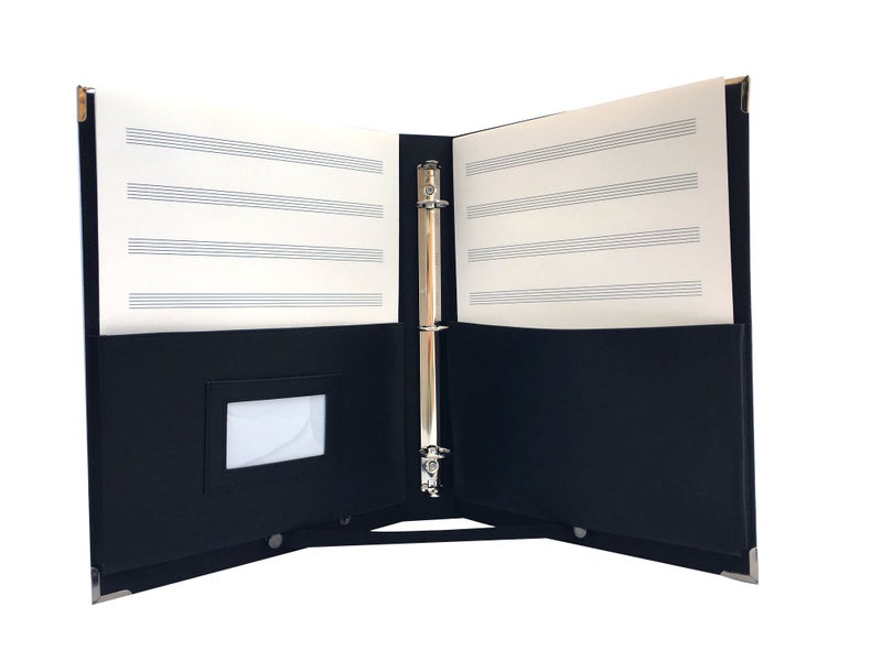 MSP Portfolio MSP Large Music Sheet Piano Folder 10" x 13.5" with Handle and 3 Rings Binder Large (220-Black) (Music Folder with Handle & Strap) - Image 1