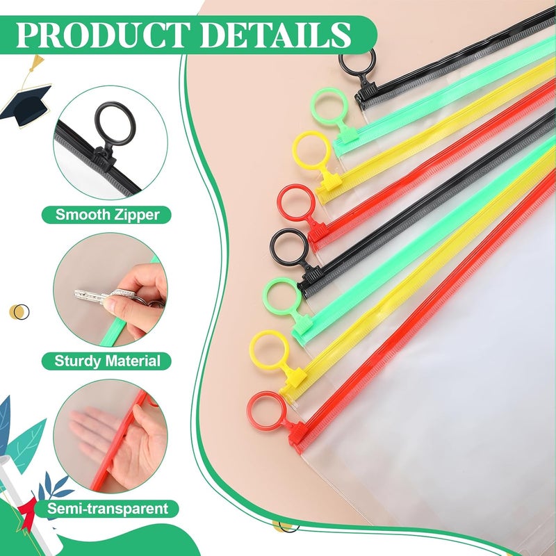 Gilprop 100 Pcs Clear Pencil Pouches for 3 Rings Binder Multi Color Pencil Case with Zipper Binder Pockets Folders Waterproof PVC Loose Leaf Bags Filling Bags for Pen Notebooks File Document - Image 3