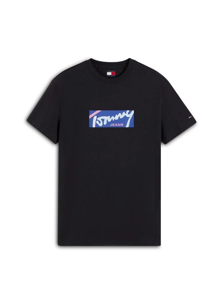تومي جينز تيشيرت بياقة دائرية مطبوع بشعار مميز