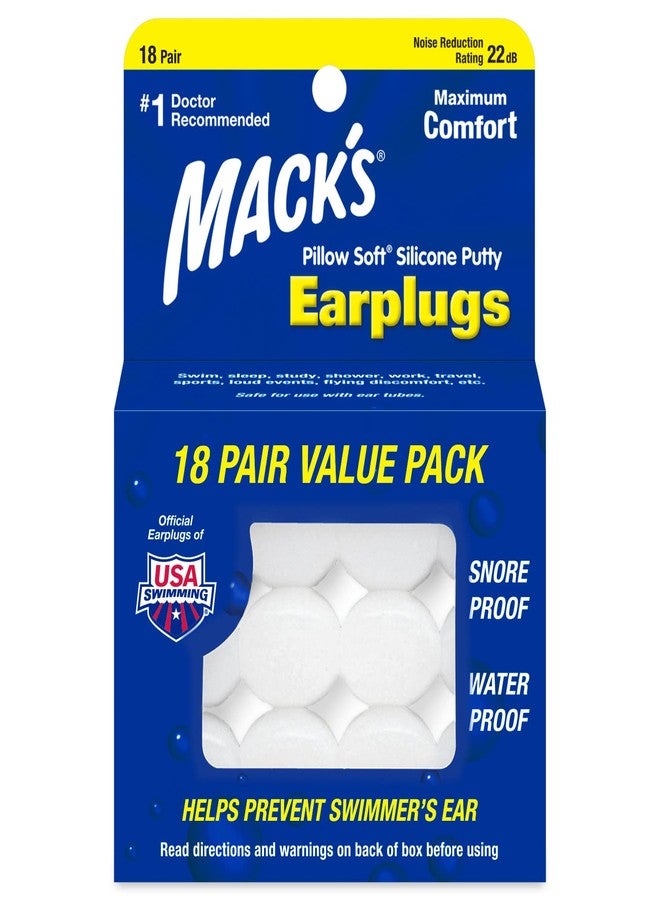 Mack's Pillow Soft Silicone Earplugs, 18 Pair - The Original Moldable Silicone Putty Ear Plugs for Sleeping, Snoring, Swimming, Travel, Concerts and Studying | Made in USA - Image 1