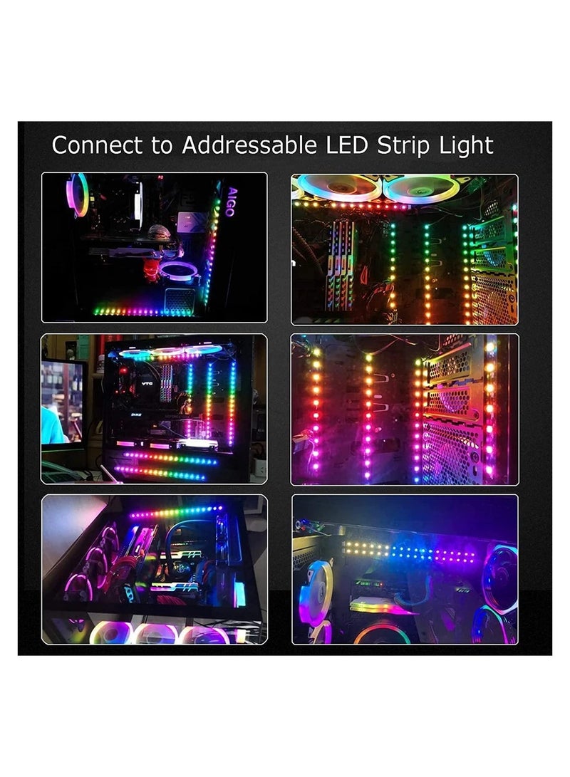 كابل تقسيم RGB 4PIN 12V 5050 لتوصيل شريط LED لمروحة الكمبيوتر واللوحة الأم، عبوة من 2 كابل تمديد - Image 2