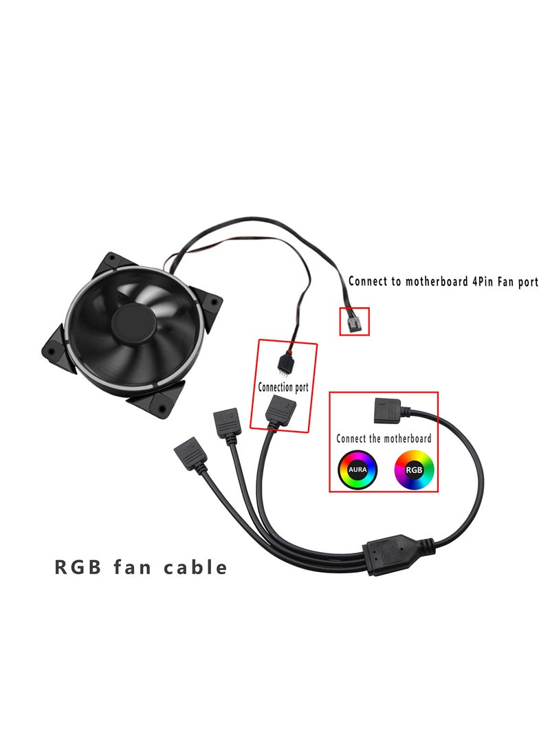 كابل تقسيم RGB 4PIN 12V 5050 لتوصيل شريط LED لمروحة الكمبيوتر واللوحة الأم، عبوة من 2 كابل تمديد - Image 3