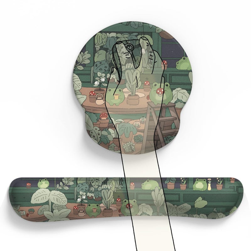 Mechanical Cattle Cute Frog Mouse Pad with Wrist Rest Kawaii Green Decor Pain Relief Mat, Ergonomic Mouse Pad for Desk Computer Keyboard Laptop, Desk Decor Office Accessories for Girl Wrist Rest for Computer Keyboard. - Image 5