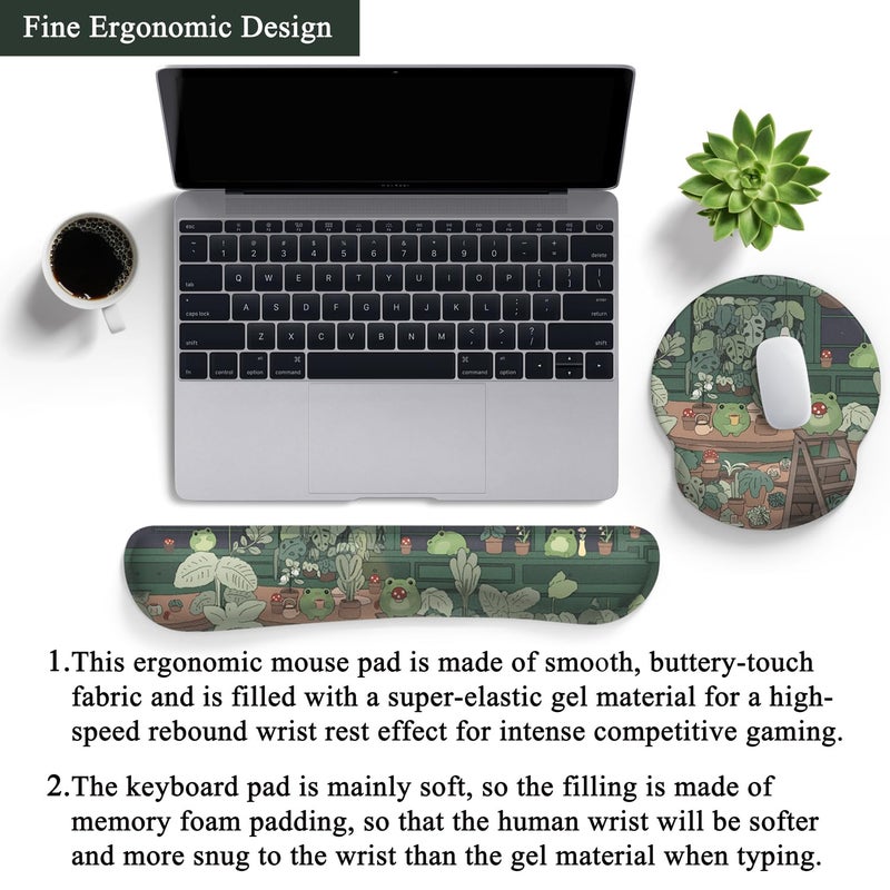Mechanical Cattle Cute Frog Mouse Pad with Wrist Rest Kawaii Green Decor Pain Relief Mat, Ergonomic Mouse Pad for Desk Computer Keyboard Laptop, Desk Decor Office Accessories for Girl Wrist Rest for Computer Keyboard. - Image 3