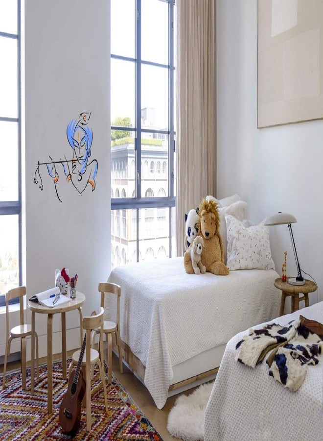 Walltech Combo of 4 Wall Sticker Love Birds with Hearts-(125 x 85 cms) | Baby Panda-(120 x 95 cms) | bansidhar-(65 x 90 cms) | Beach with Sunset-(55 x 60 cms) - Material Vinyl - Image 5