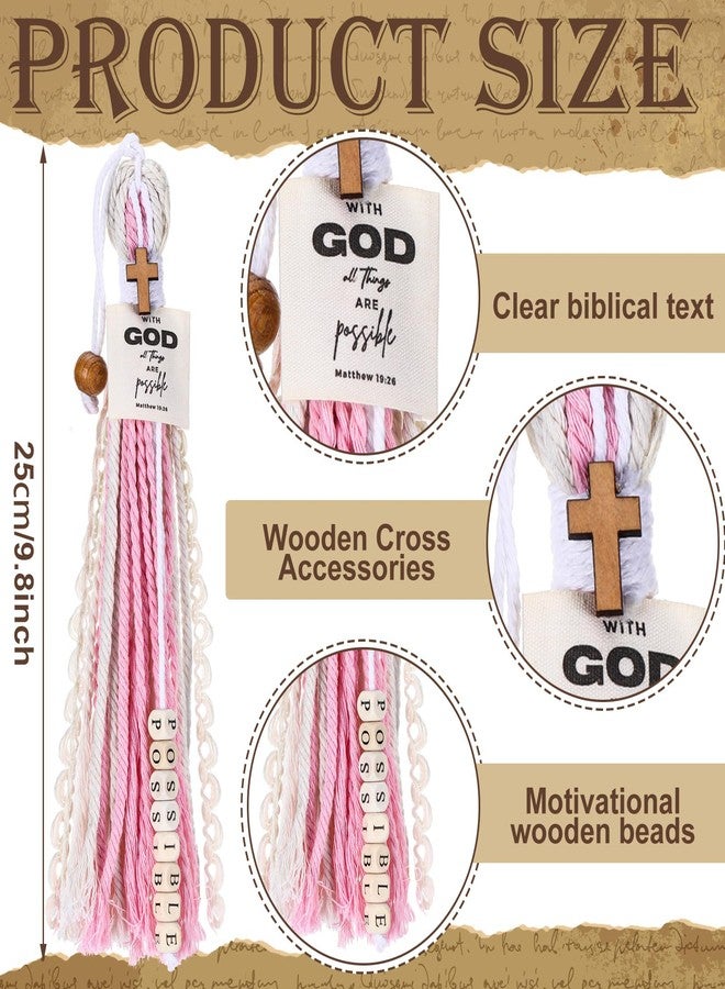 Skyygemm 4 Pcs Bible Tassel Bookmarks Christian Gifts for Women Multi Page Tassel Marker with Cross Charm for Bible Books 14 Inch Handmade Ribbon Marker Boho Reading Accessories for Book Lover Readers - Image 2