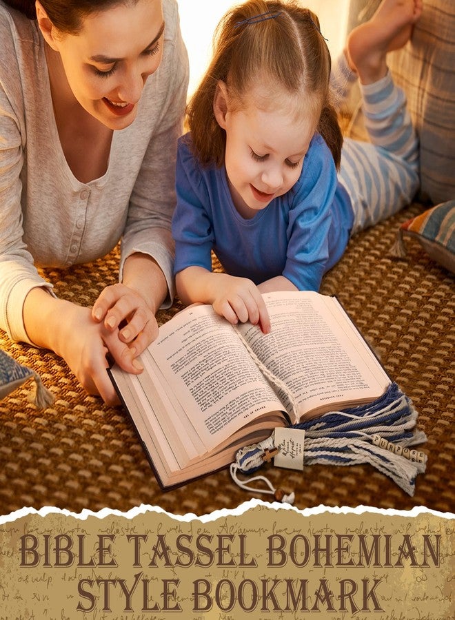 Skyygemm 4 Pcs Bible Tassel Bookmarks Christian Gifts for Women Multi Page Tassel Marker with Cross Charm for Bible Books 14 Inch Handmade Ribbon Marker Boho Reading Accessories for Book Lover Readers - Image 4