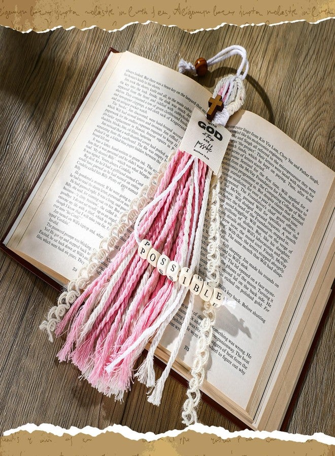 Skyygemm 4 Pcs Bible Tassel Bookmarks Christian Gifts for Women Multi Page Tassel Marker with Cross Charm for Bible Books 14 Inch Handmade Ribbon Marker Boho Reading Accessories for Book Lover Readers - Image 3