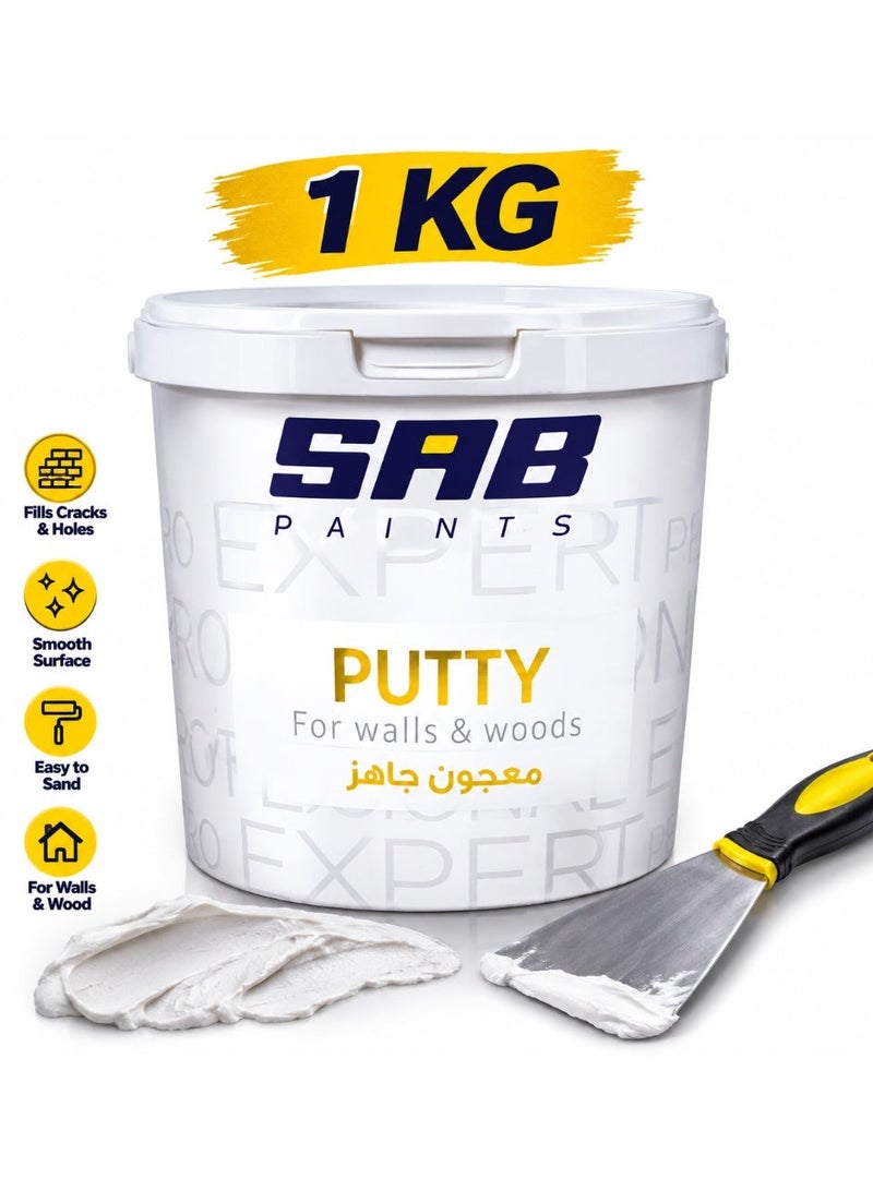 SAB Ready-Mixed Putty 1KG – Wall & Wood Crack and Hole Filler, Smooth Finish Repair Putty, Easy to Apply & Sand - Image 1