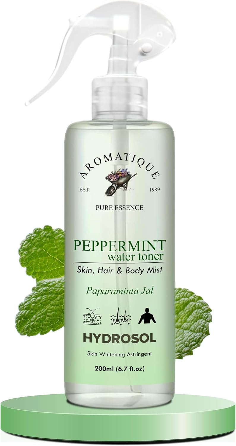 AROMATIQUE Face and Body Mist |100% Natural Hydrosol, Floral Water Spray - Steam Distilled for Face, Toner, Body Mist & Pore Cleanser (Peppermint Hydrosol) - Image 1