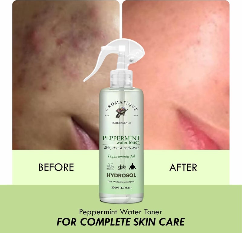 AROMATIQUE Face and Body Mist |100% Natural Hydrosol, Floral Water Spray - Steam Distilled for Face, Toner, Body Mist & Pore Cleanser (Peppermint Hydrosol) - Image 5