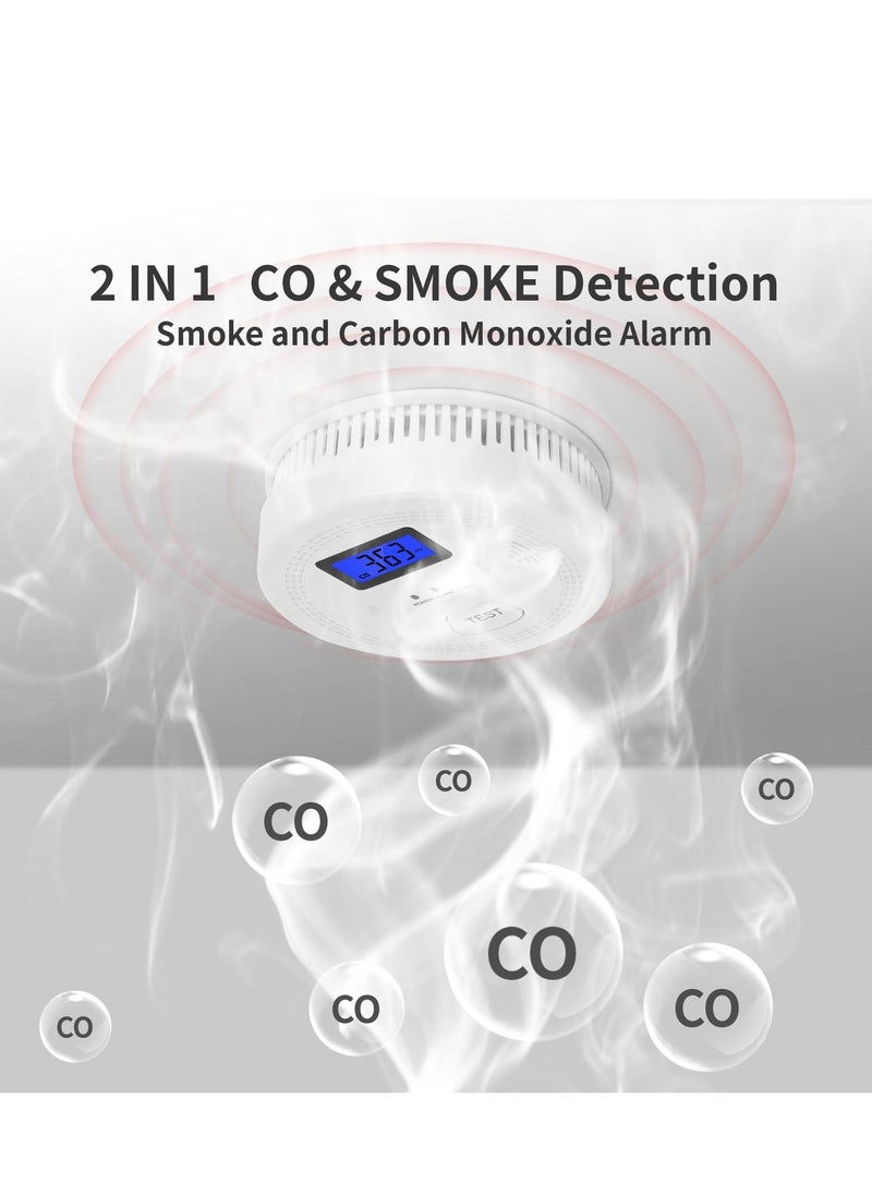 Generic - 2 In 1 CO & Alarm Carbon Monoxide Detectors with Battery Detector 85dB in Alarm for Home and Kitchen LCD Screen Easy to Install - Image 1
