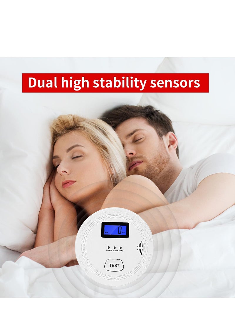 Generic - 2 In 1 CO & Alarm Carbon Monoxide Detectors with Battery Detector 85dB in Alarm for Home and Kitchen LCD Screen Easy to Install - Image 1