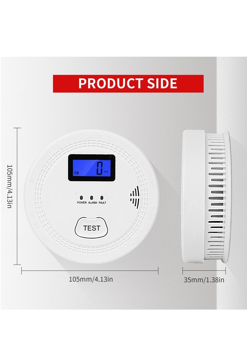 Generic - 2 In 1 CO & Alarm Carbon Monoxide Detectors with Battery Detector 85dB in Alarm for Home and Kitchen LCD Screen Easy to Install - Image 1