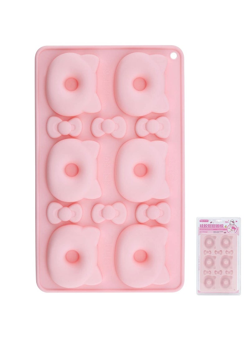 chefmade Hello Kitty Donut Pan 6 Cavity Non Stick Silicone Doughnut Cake Mold - Image 1