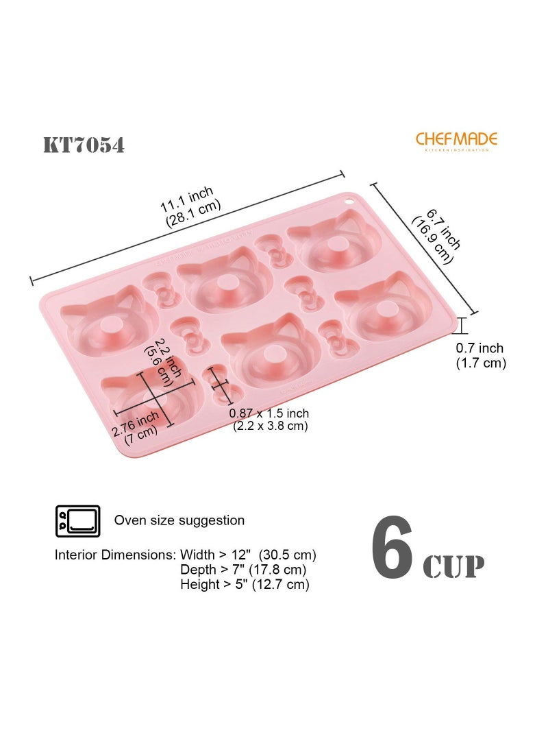 chefmade Hello Kitty Donut Pan 6 Cavity Non Stick Silicone Doughnut Cake Mold - Image 2