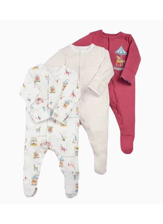 Infant and Toddler Pure Cotton One-Piece Long-Sleeved Crawling Suit 3-Piece Set - Image 1