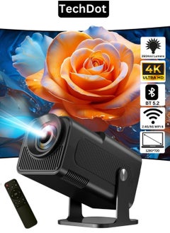جهاز عرض كيستون صغير محمول تلقائي 4K جهاز عرض ذكي مع واي فاي وبلوتوث ودوران 180 درجة مدمج بنظام أندرويد 11.0