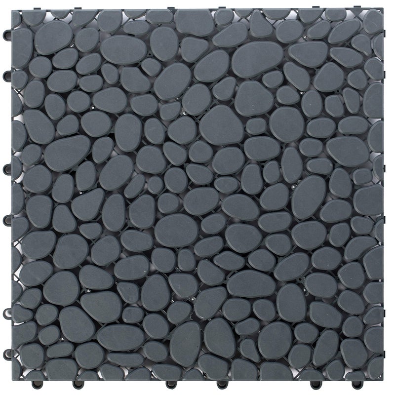 Interlocking Cobbled Stone Look Garden Pathway Tiles Decorative Floor Grass Pavers Anti Slip Mat 5 Pack