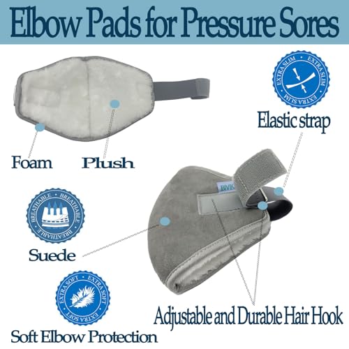 BIVIKEY 1 Pcs Plush Elbow Pressure Sores Protector Arm Pads Adjustable Suitable for Office Home Elderly Care and Medical Institutions Unisex Grey - Image 3