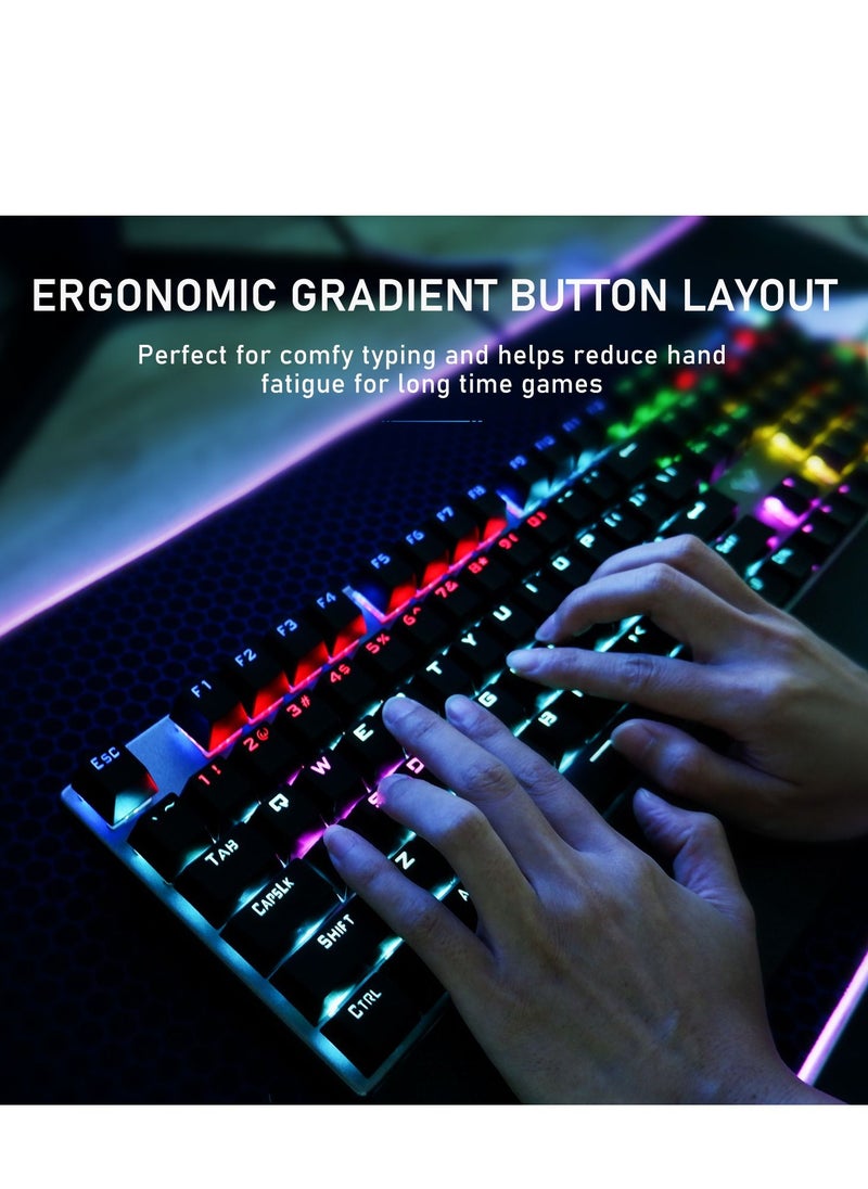 AULA - Mechanical Gaming Keyboard NKRO with Wrist Rest RGB Backlit Volume Lighting Control Knob Fully Programmable 108Keys Anti Ghosting Wired Computer Keyboards for Office Games Black Switch - Image 1