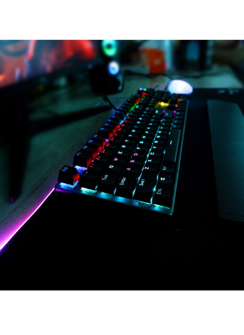 AULA - Mechanical Gaming Keyboard NKRO with Wrist Rest RGB Backlit Volume Lighting Control Knob Fully Programmable 108Keys Anti Ghosting Wired Computer Keyboards for Office Games Black Switch - Image 1
