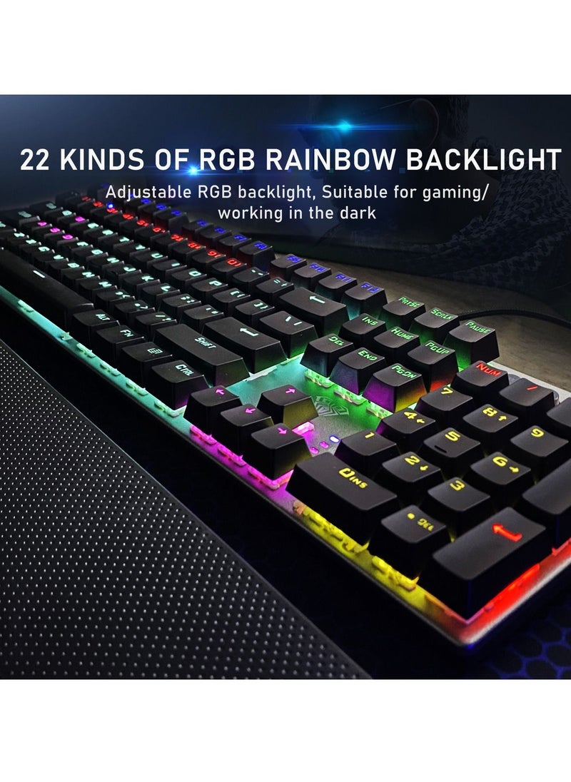 AULA - Mechanical Gaming Keyboard NKRO with Wrist Rest RGB Backlit Volume Lighting Control Knob Fully Programmable 108Keys Anti Ghosting Wired Computer Keyboards for Office Games Black Switch - Image 1