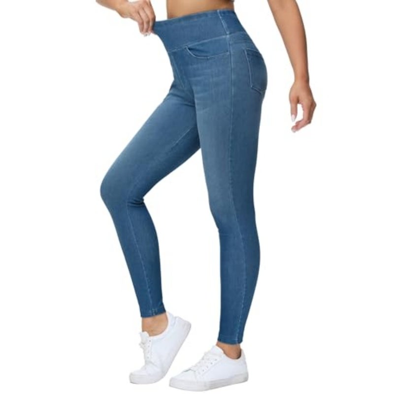 THE GYM PEOPLE Women's High Waisted Jeggings Pants Stretchy Jean Leggings - Image 1