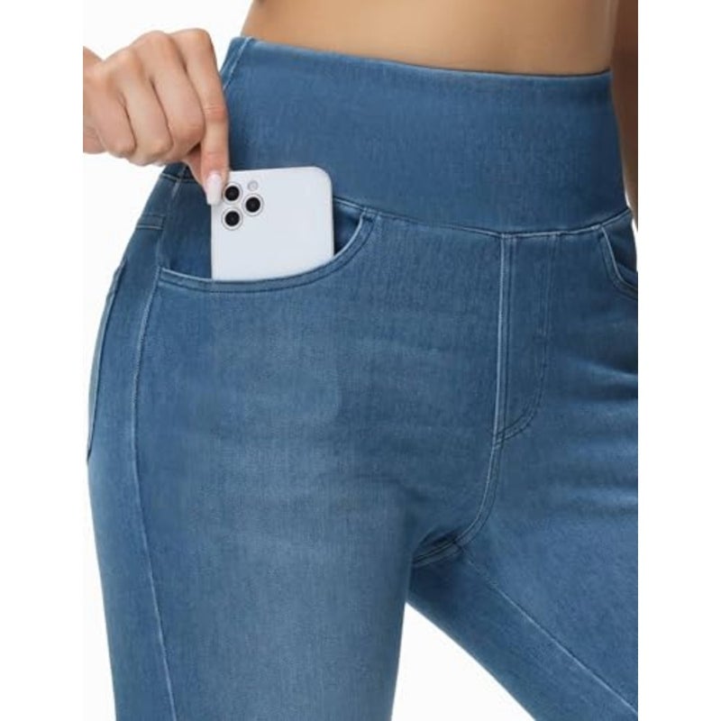 THE GYM PEOPLE Women's High Waisted Jeggings Pants Stretchy Jean Leggings - Image 3