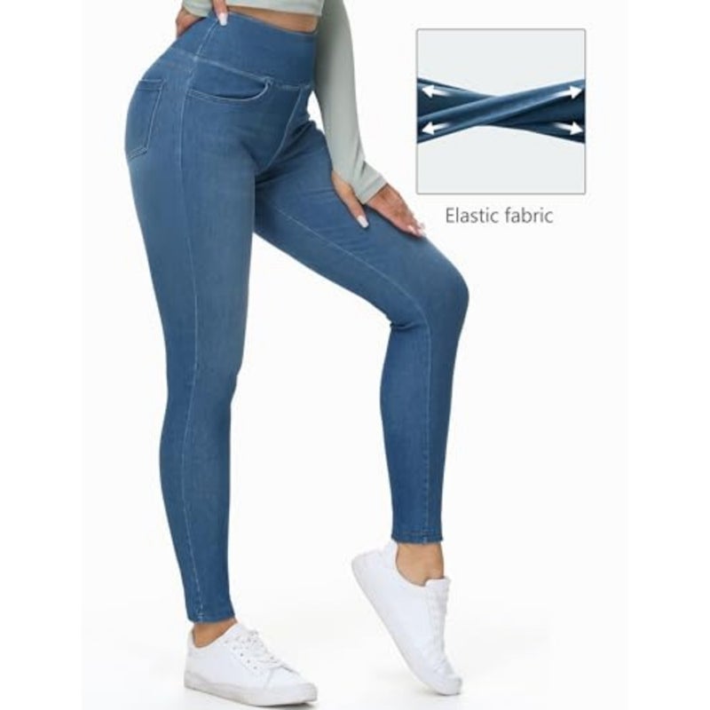 THE GYM PEOPLE Women's High Waisted Jeggings Pants Stretchy Jean Leggings - Image 4