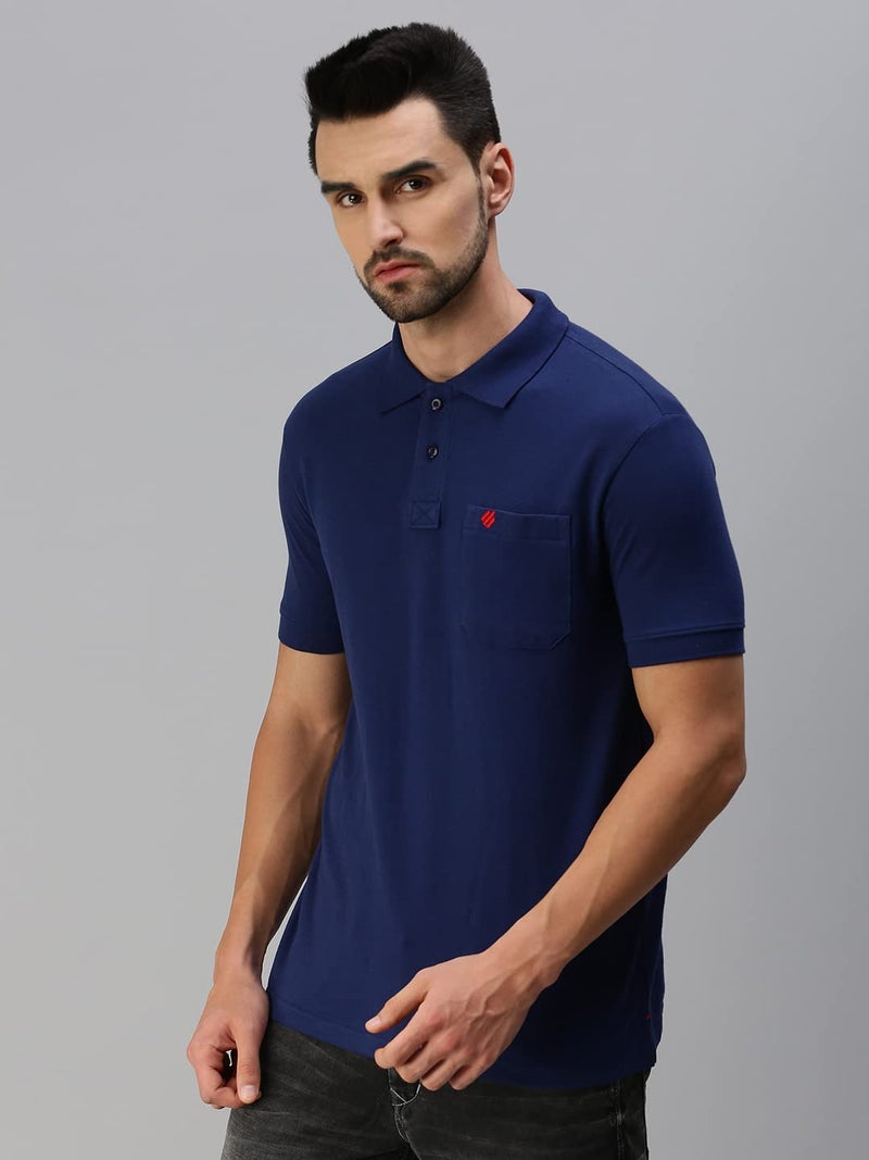 ONN Men's Airforce Blue Half Sleeves Polo Collar T-Shirt with Pocket(Size : Medium) - Image 3