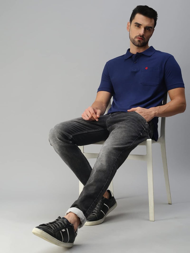ONN Men's Airforce Blue Half Sleeves Polo Collar T-Shirt with Pocket(Size : Medium) - Image 5