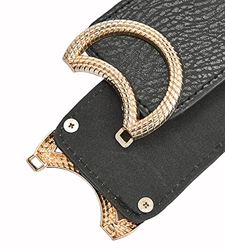 Swtddy 3 Pack Womens Vintage Wide Elastic Stretch Waist Belt For Dresses (Golden O Design Black+Beige+Camel, Suit For Waist Size 27"-35") - Image 5