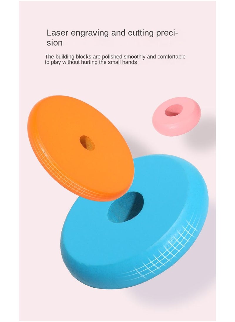 Y&D Children's Educational Rainbow Ring Matching Building Blocks Color Cognitive Wooden Toys  - Image 5