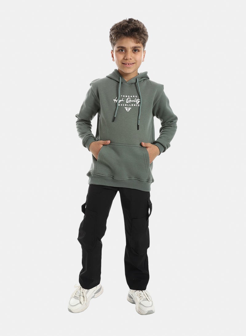 Andora Printed Long Sleeves Hoodie - Olive - Image 5