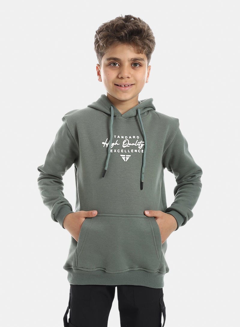 Andora Printed Long Sleeves Hoodie - Olive - Image 1