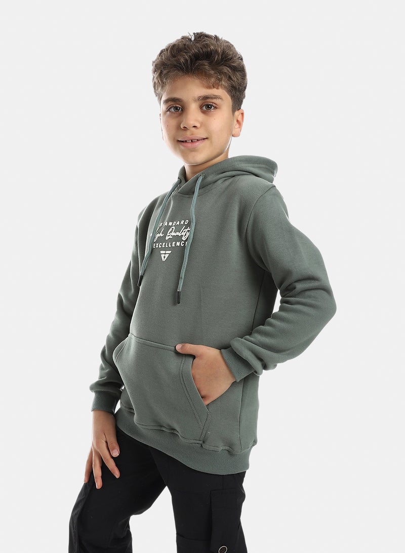 Andora Printed Long Sleeves Hoodie - Olive - Image 2