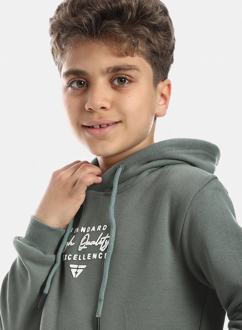 Andora Printed Long Sleeves Hoodie - Olive - Image 4