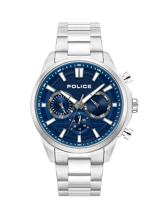 POLICE Rangy Gents Chronograph Watch With Blue Dial & Silver Bracelet -PEWJK0021004