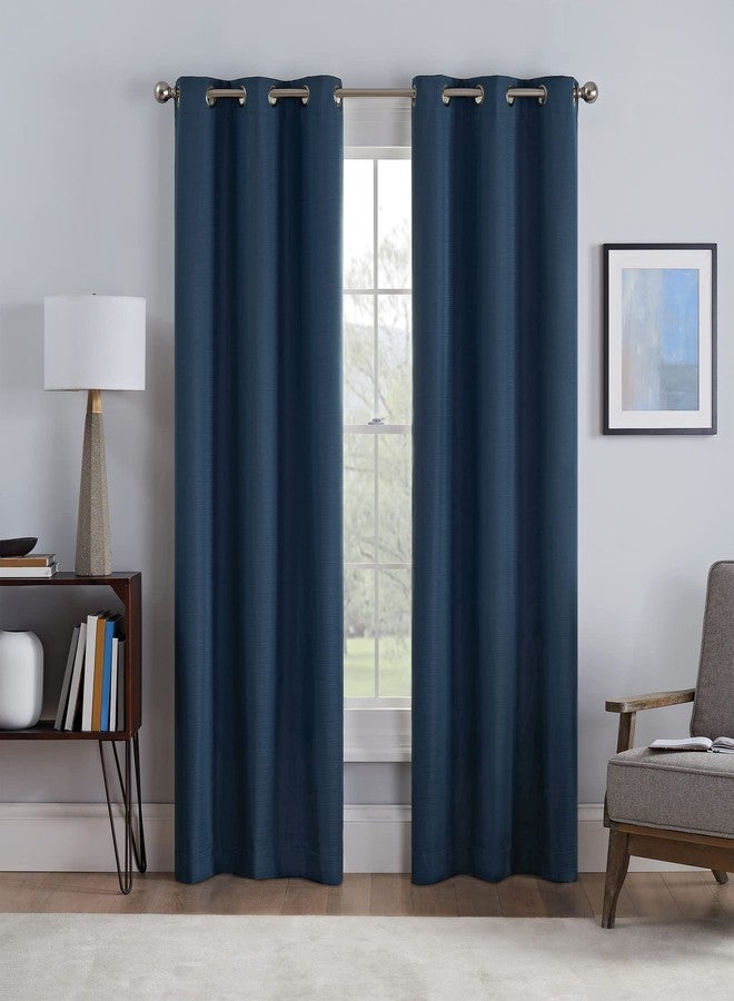 Eclipse Talisa Absolute Zero Blackout Plus Draft Stopper Window Curtain Panel, Noise Reducing, Home Privacy, Lined Thermal Insulation, 50 Inches Wide x 84 Inches Long, Single, Textured Indigo - Image 1