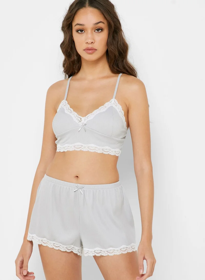 Boux Avenue Lace Trim Cami Strap Top & Shorts Set