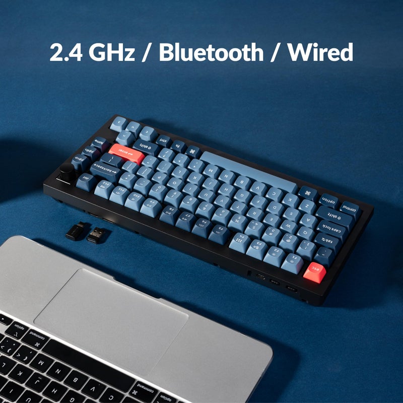 Keychron V1 Max 75% RGB Custom Mechanical Keyboard, 2.4Ghz/Bluetooth 5.1/Wired QMK/VIA Programmable Macro, Hot-Swappable Gateron Jupiter Banana Switch Gasket Mount for Mac Windows Linux - Image 4