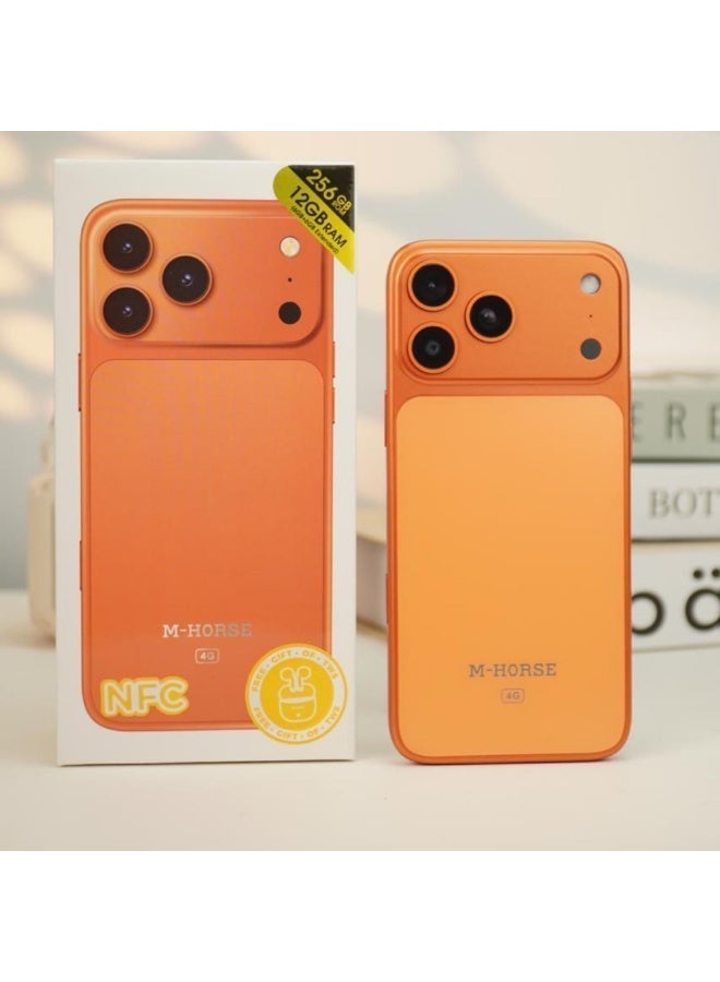 إم-هورس هاتف M-HORSE M17 Pro Max بشريحة NFC – شاشة 6.6 بوصة HD+ – رام 12 جيجابايت – ذاكرة 256 جيجابايت – بطارية 5000 مللي أمبير – 4G – لون برتقالي - Image 3