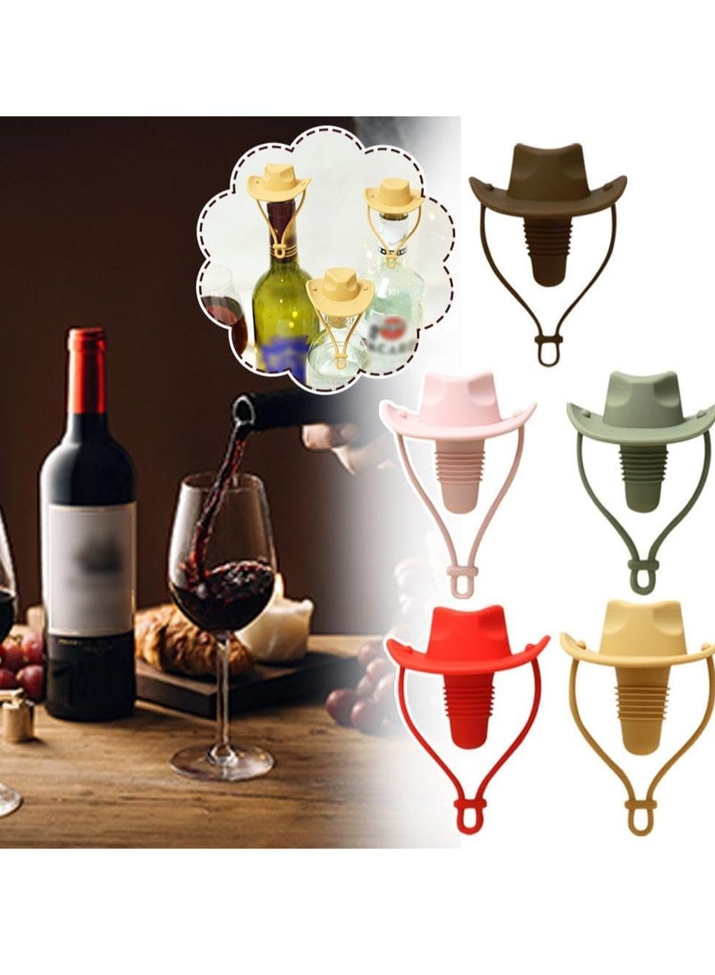 Funny And Cute Silicone Wine Stopper, Leakproof Seal Cowboy Hat Wine Bottle Stopper, Reusable Beverage Beer Champagne Wine Storage Stopper (Red Cowboy Hat) - Image 4
