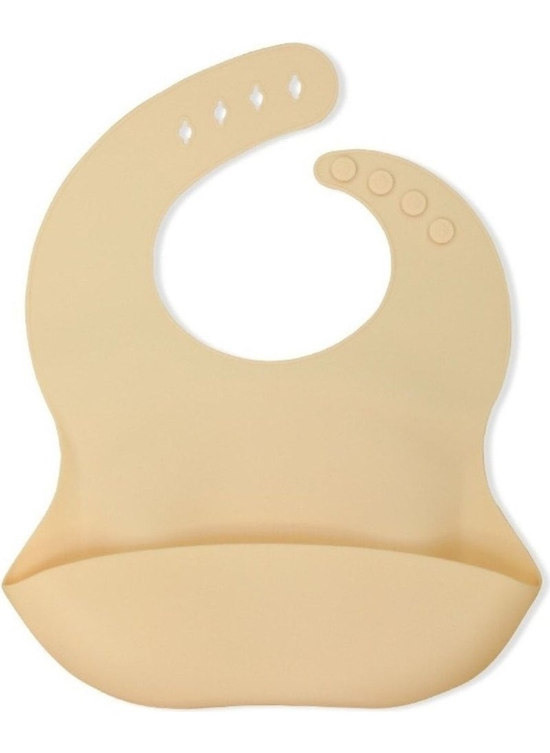 Jojobebek Baby Silicone Bib, Child Silicone Bib - 2 Pieces (Cream - Beige)  - Image 2