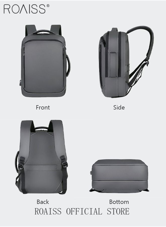 roaiss - Waterproof Nylon Backpack Casual Breathable Large Capacity Laptop Multifunction School Bag with USB Port for Men Work Travel Flight Business Grey - Image 1