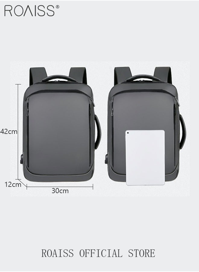 roaiss - Waterproof Nylon Backpack Casual Breathable Large Capacity Laptop Multifunction School Bag with USB Port for Men Work Travel Flight Business Grey - Image 1