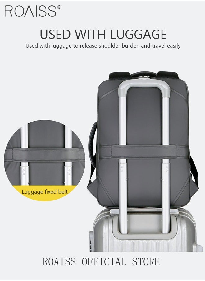 roaiss - Waterproof Nylon Backpack Casual Breathable Large Capacity Laptop Multifunction School Bag with USB Port for Men Work Travel Flight Business Grey - Image 1